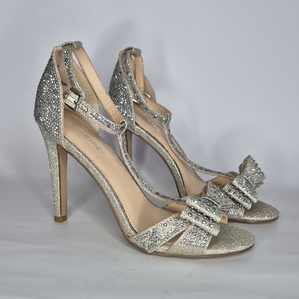Maripe Natalia Heel Sandals with Silver rhinestone Size 8.5